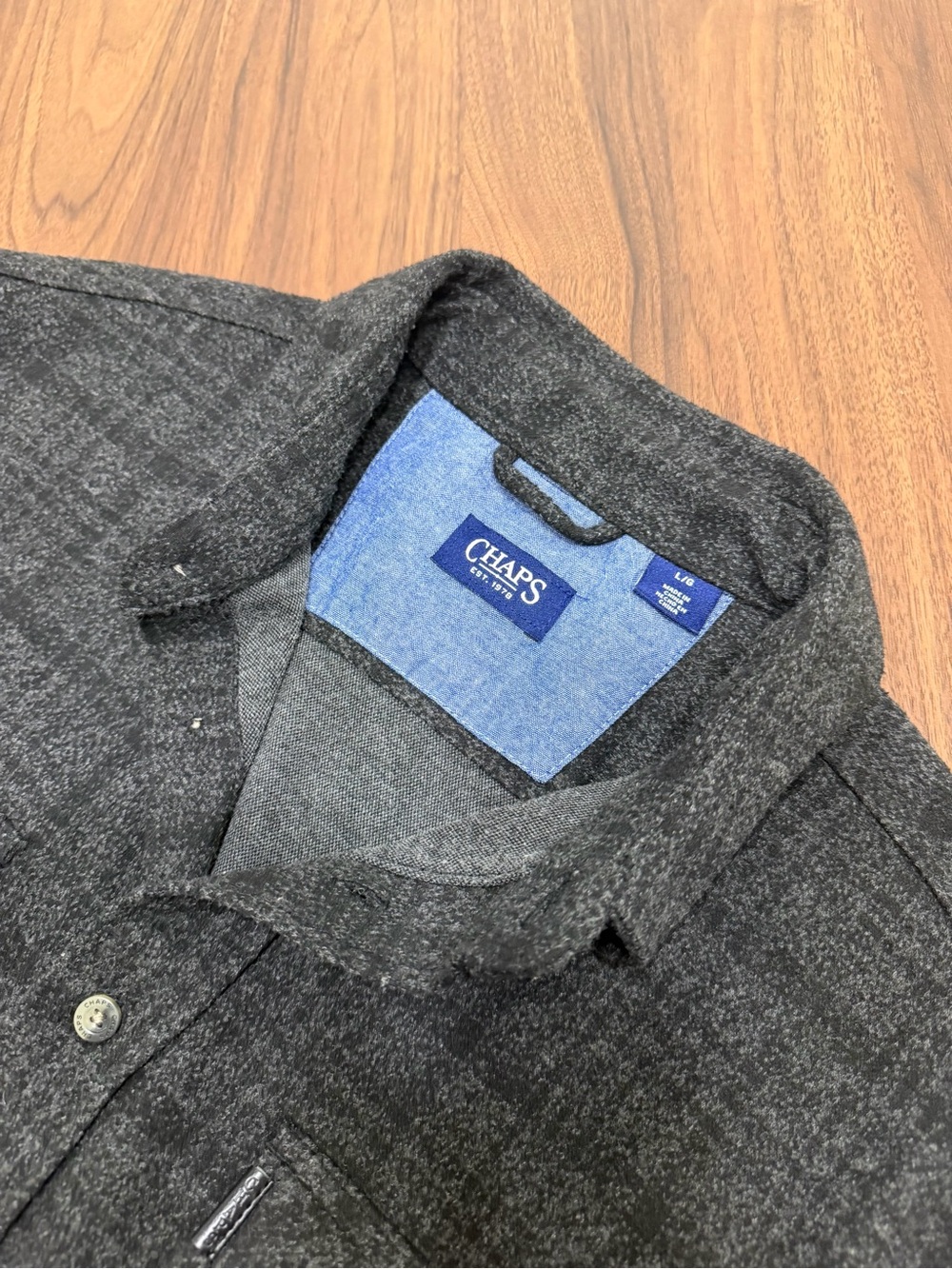 Chaps Men’s Charcoal Button-Up Shirt Jacket